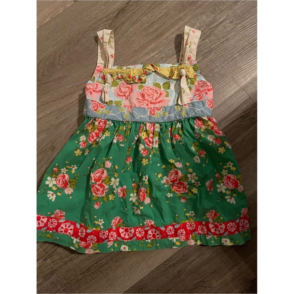 Matilda Jane Girls Floral Tank Knot Top in Green, Pink, Yellow size 4